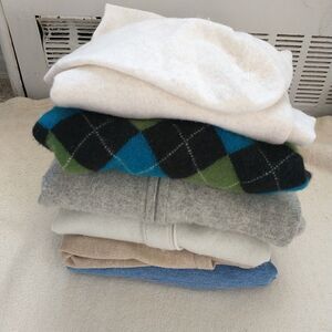 Lot 6x Cashmere Flawed Sweaters Fabric Crafters Project Upcycle Recycle DIY ~3lb